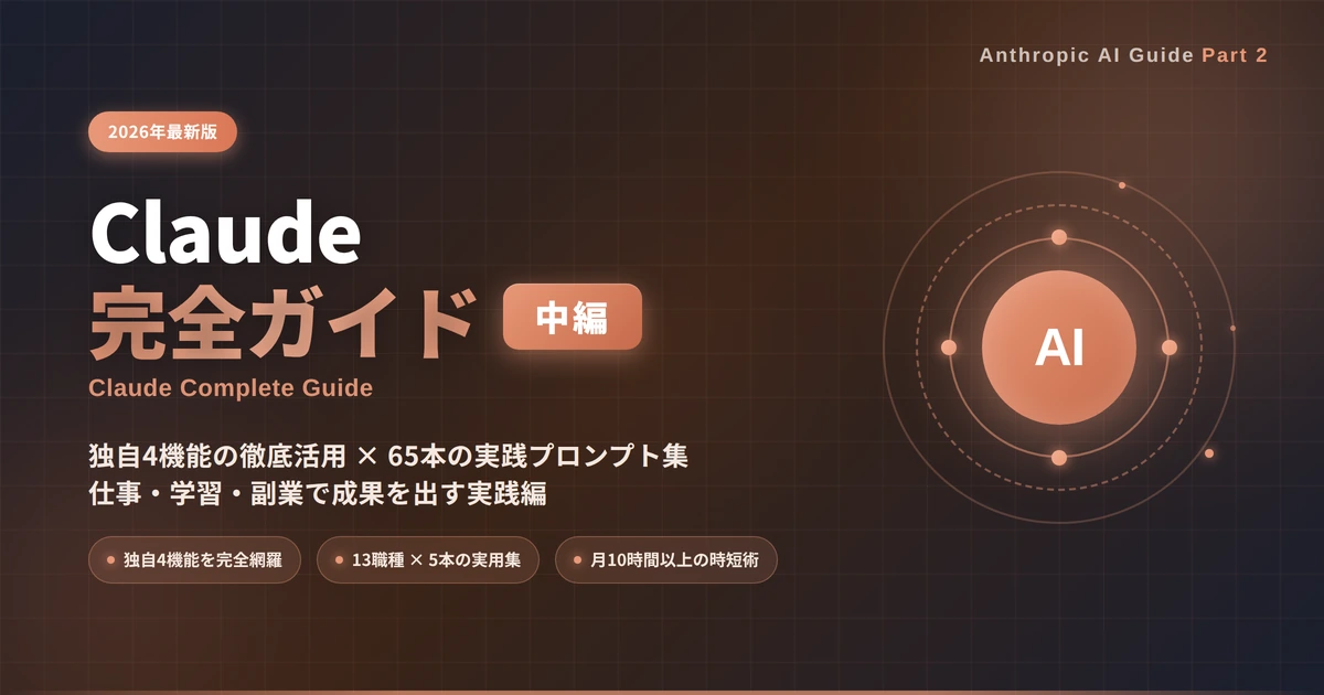Claude完全ガイド【中編】｜仕事・学習・副業で成果を出す実践ノウハウ完全版＋業種別プロンプト集【2026年4月最新】